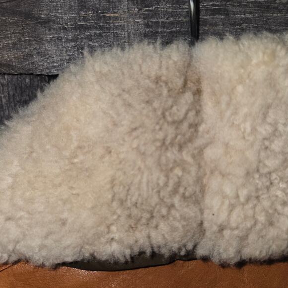 Down by Schott Leather Vest Shearling Collar Size 14 Made USA VTG - Picture 3 of 13